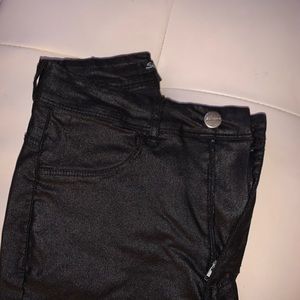 Black Shiny Liquid Leather Skinny Jeans
